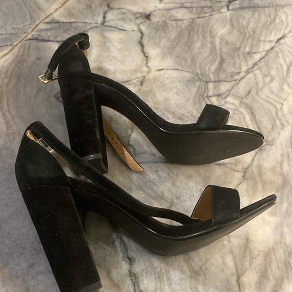 Steve Madden Carrson Suede Black Block Heels - Picture 5 of 8